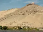 Aga Khan Mausoleum Aswan — domed tomb on the West Bank cliffs, view from felucca ride